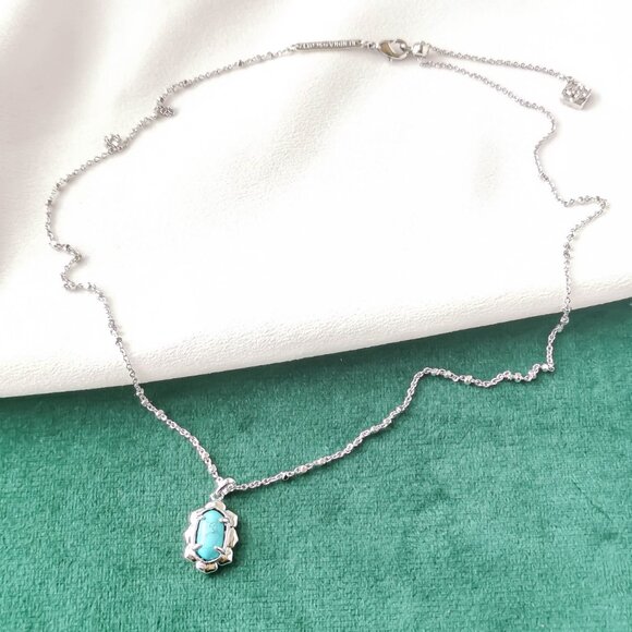 New Kendra Scott Silver Necklace - Piper Variegated Turquoise - Picture 2 of 3